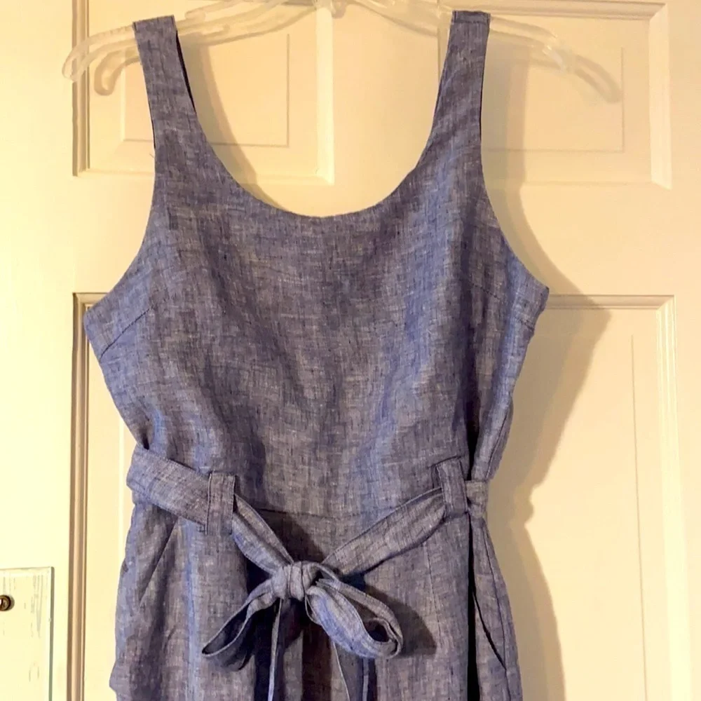 NWT Rachel Zoe Cropped Blue Linen Jumpsuit - Picture 4 of 7